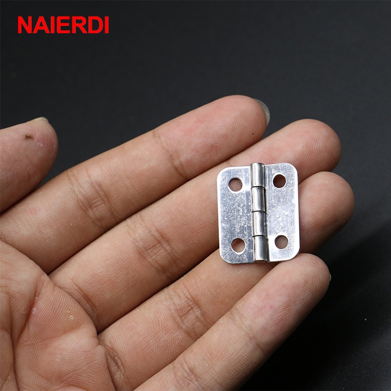 Naierdi บานพับประตู ลิ้นชัก ตู้เครื่องประดับ ขนาดเล็ก 25 มม. x 20 มม. สีเงิน พร้อมสกรู สําหรับเฟอร์นิเจอร์ 20 ชิ้น
