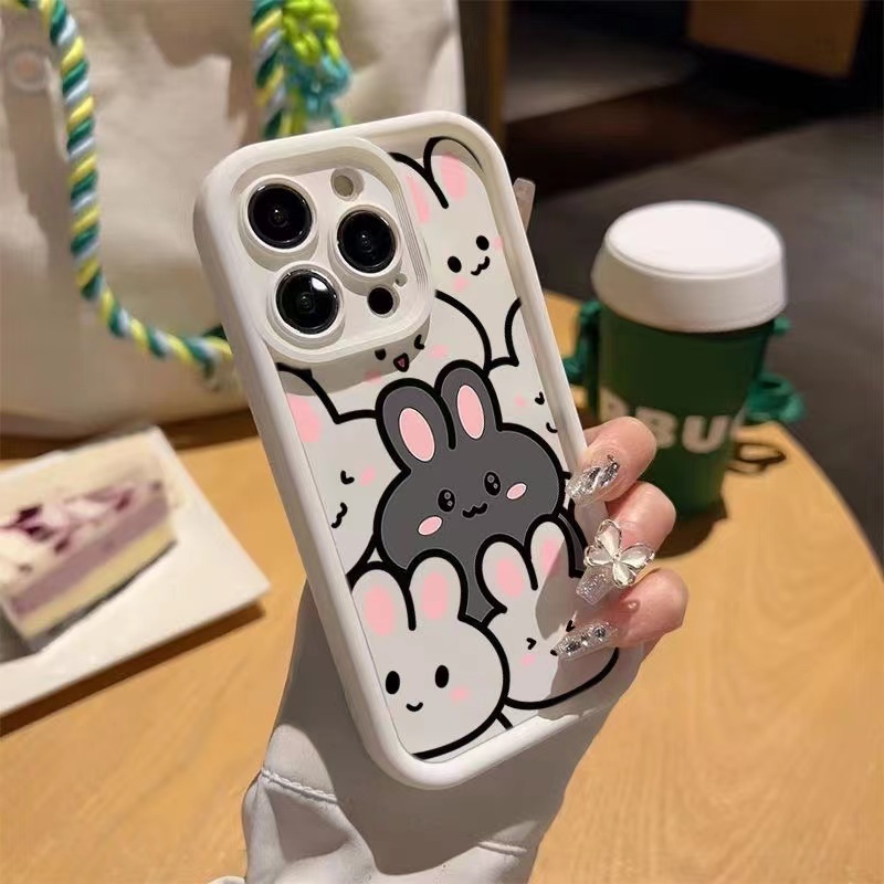 เคส Oppo Reno 5 Pro Reno 6 5G A83 A74 5G FIND X3 Lite ซิลิโคนขอบตรงน่ารักกระต่ายโทรศัพท์กรณี