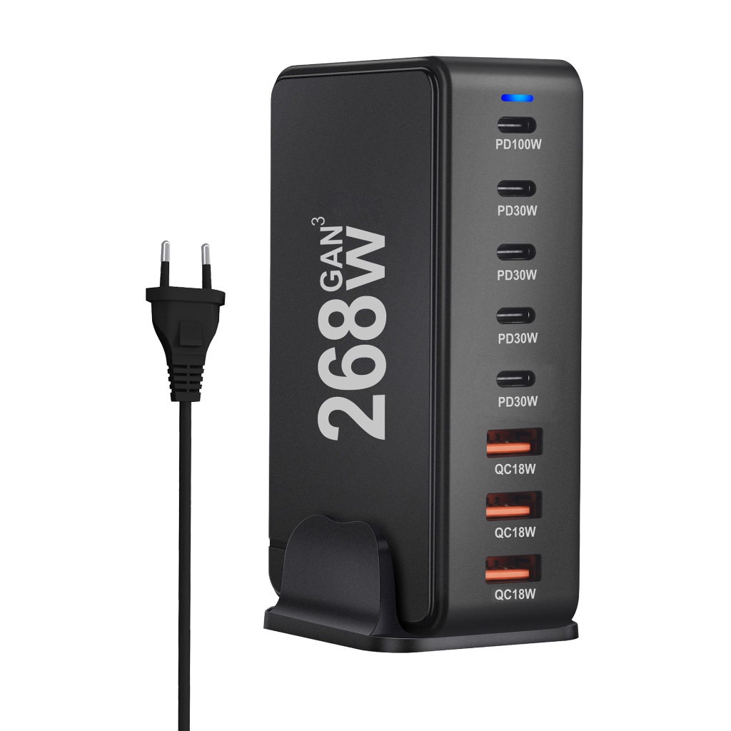สถานีชาร์จเดสก์ท็อป GaN หลายพอร์ตพร้อมกําลังเอาต์พุตสูง 240W/268W/286W/440W/600W