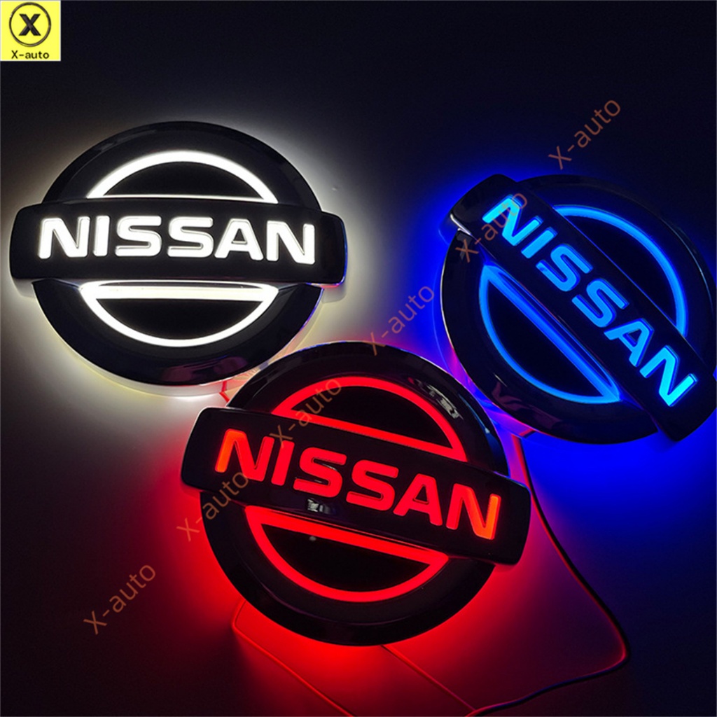 Nissan 5D รถ LED Emblem โลโก้ป้าย - เหมาะกับด้านหน้าหรือด้านหลัง - เปลี่ยนโลโก้รถ - เหมาะกับ Nissan Tiida X-Trail Livina Cedric - อัพเกรดสัญลักษณ์อัตโนมัติ