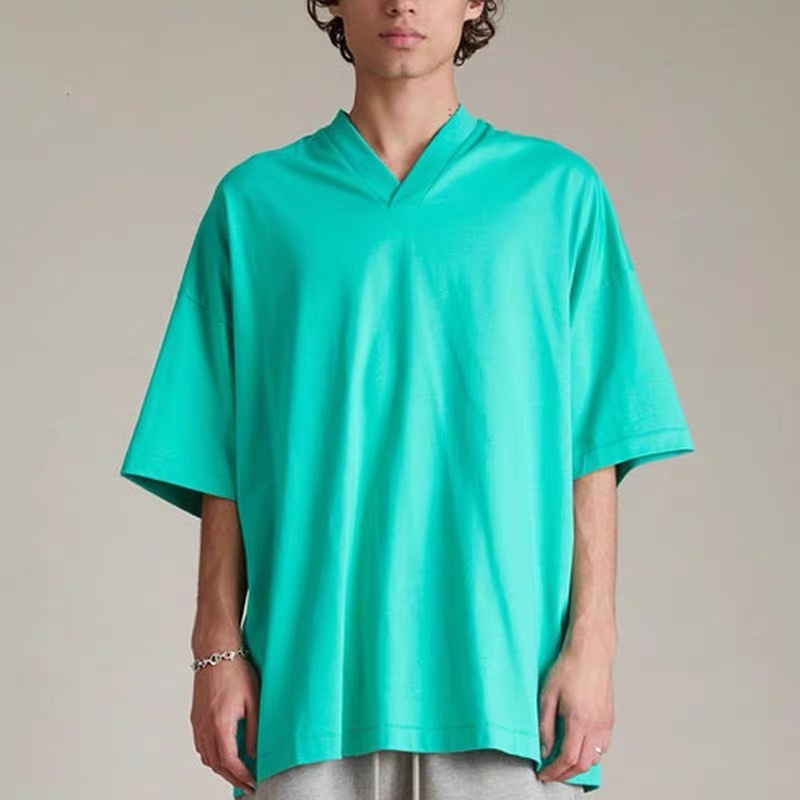 Faer OF GOD FOG Essentials 24SS เสื้อยืดแขนสั้น คอวี พิมพ์ลายตัวอักษร ทรงหลวม สี่สี สําหรับผู้หญิง