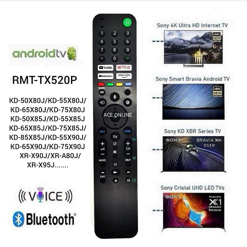 remote รีโมททีวี  for sony LCD TV  Android TV สั่งงานด้วยเสียง RMF-TX520P RMF-TX500P KD-50X80J KD-55X80J KD-60X80J KD-75X80J KD-50X85J KD-55X85J