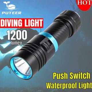 หัวไฟดําน้ํา ไฟฉายดําน้ํา 1200LM Cree XM-L2 LED 100 เมตร กัน…