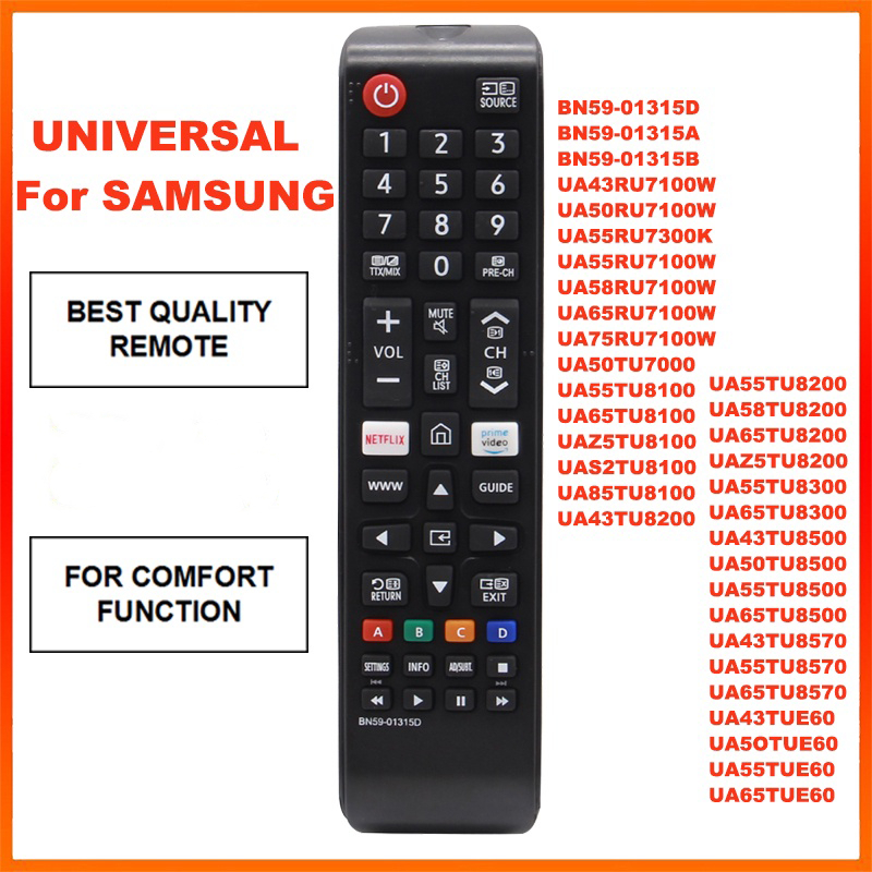 รีโมตคอนโทรล สําหรับ Suitable for Samsung LCD TV BN59-01315D  BN59-01315B  BN59-01315A UA43RU7100W, UA50RU7100W, UA55RU7300K UA55RU7100W, UA58RU7100W, UA50TU7000 UA65RU7100W, UA75RU7100W, UA55TU8100 UA65TU8100 UAZ5U8100U Uas2tu8100 UA85TU8100 UA43TU8200