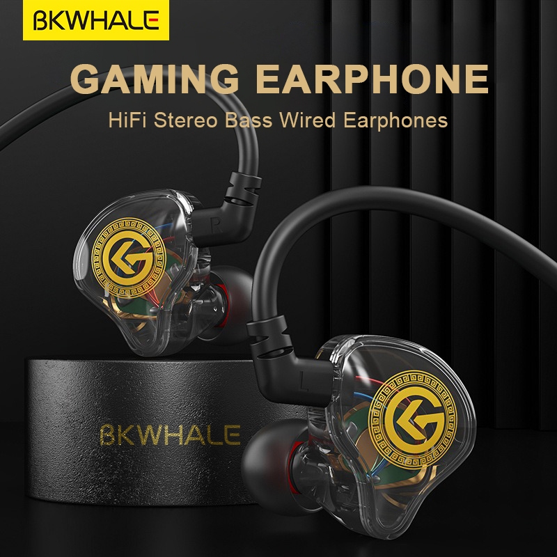 Bkwhale 3.5 มม./Type C DAC หูฟังแบบมีสายพร้อมไมโครโฟนหูฟังชนิดใส่ในหู TP55 ชุดหูฟังสําหรับเล่นเกมกีฬ