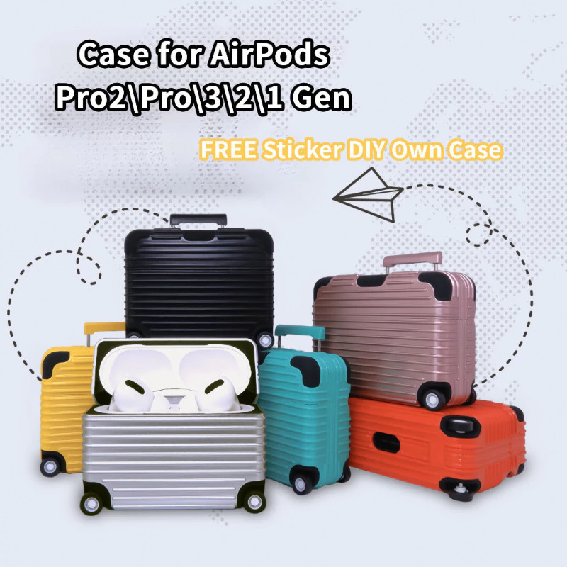 สติ๊กเกอร์ฟรี DIYกระเป๋าเดินทางสร้างสรรค์ AirPods Pro3 Case เหมาะสําหรับ Apple Airpods 4/1/2/3/pro/pro 2 Generation