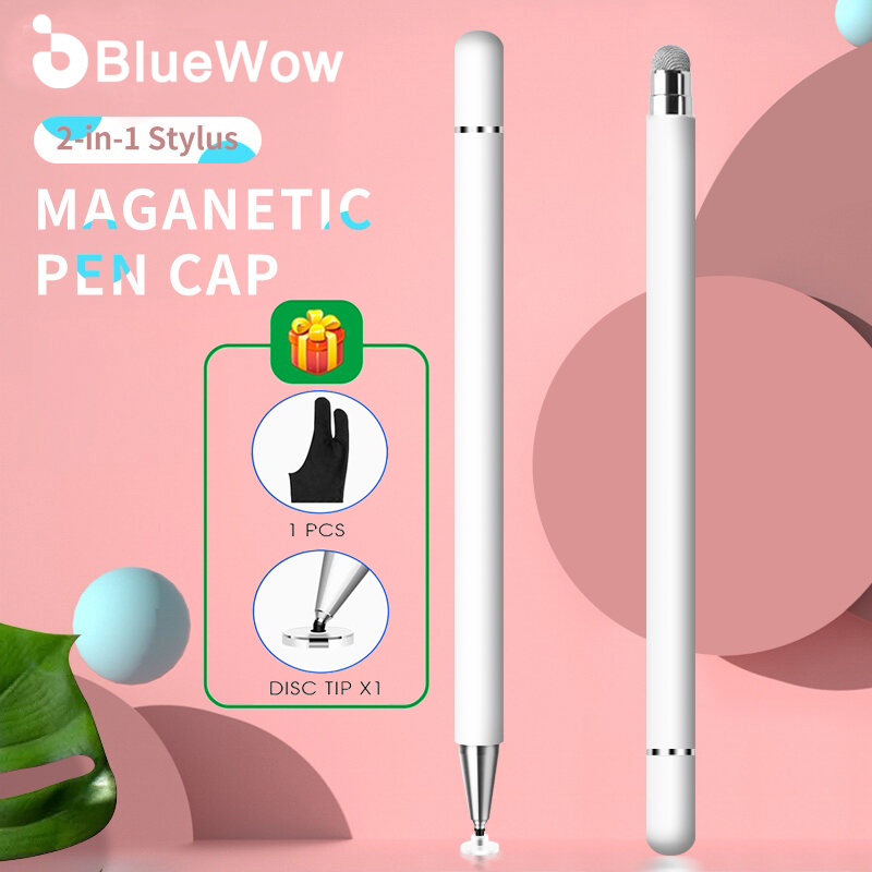 Bluewow ปากกาสไตลัส 2 in 1 สําหรับแท็บเล็ต โทรศัพท์มือถือ Android iPad หน้าจอสัมผัส ดินสอ ปากกา Capacitive