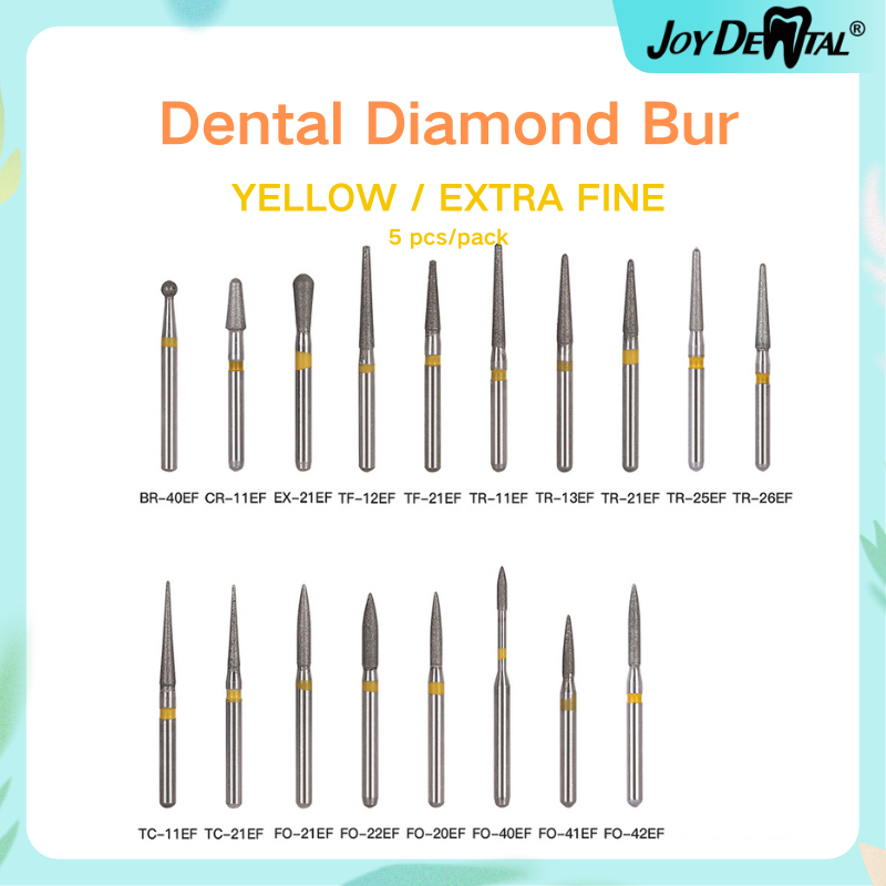 5 ชิ้น | เพชรขัดฟัน EF สีเหลือง สําหรับทันตกรรม