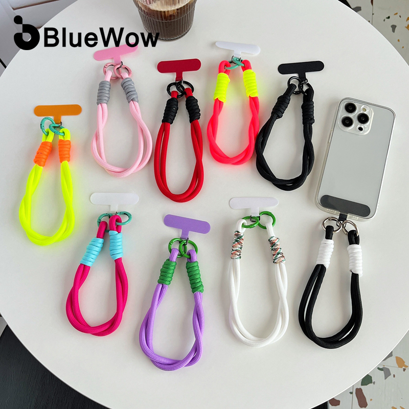 Bluewow เชือกไนล่อนถัก สายคล้องโทรศัพท์มือถือ แหวนนุ่ม สายรัดข้อมือบิด โทรศัพท์ ป้องกันการสูญหาย สายรัดข้อมือ