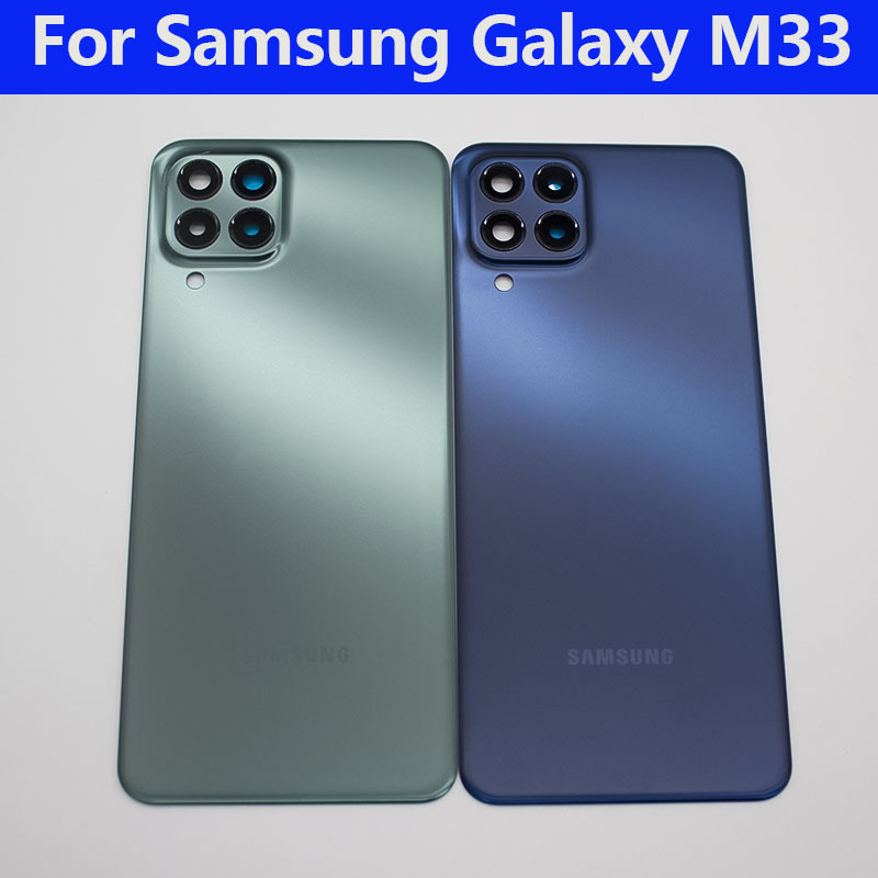 สําหรับ Samsung Galaxy M33 แบตเตอรี่ฝาหลังฝาครอบด้านหลังเปลี่ยนเลนส์กล้อง Galaxy M33 M336B SM-M336B 