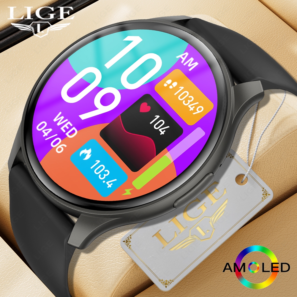 Lige นาฬิกาข้อมือสมาร์ทวอทช์ เชื่อมต่อบลูทูธ กันน้ํา วัดความดันโลหิต น้ําตาลในเลือด ติดตามการออกกําลังกาย สําหรับ Android และ IOS