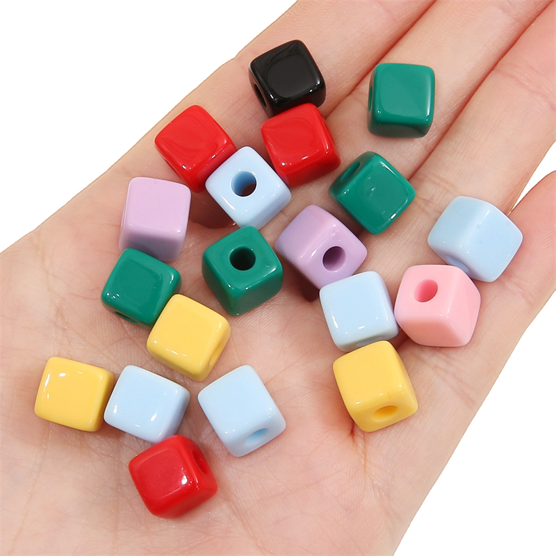 ลูกปัดอะคริลิค ทรงสี่เหลี่ยม ขนาด 10 มม. สีพื้น สําหรับทําเครื่องประดับ สร้อยคอ สร้อยข้อมือ แฮนด์เมด DIY จํานวน 25 ชิ้น