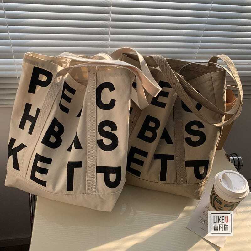 【จัดส่งจากประเทศไทย】🌼พร้อมส่ง🌼กระเป๋าถือ กระเป๋าสะพายไหล่ ผ้าแคนวาส ขนาดใหญ่ จุของได้เยอะ แบบเรียบง่าย สไตล์ญี่ปุ่น แฟชั่นเรโทร สําหรับสตรี
