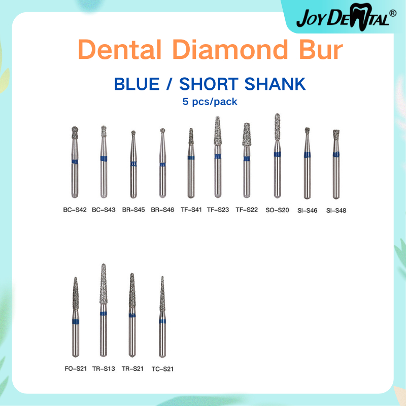 5 ชิ้น | อุปกรณ์ทันตกรรม ก้านสั้น ประดับเพชร สีฟ้า