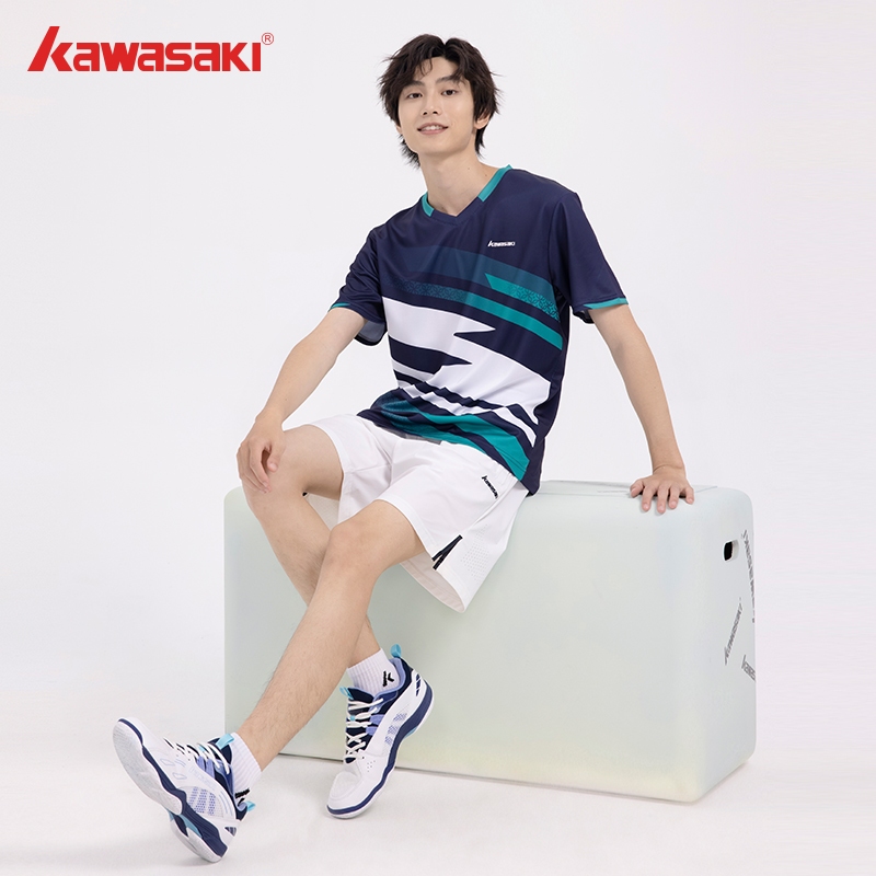 Kawasaki 2024 ใหม่ ชุดเสื้อยืดกีฬาแบดมินตัน กางเกงขาสั้น ระบายอากาศ แห้งเร็ว สําหรับผู้ชาย K1C02-B1970&K1C10-B1620