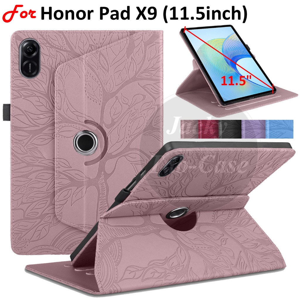 เคสแท็บเล็ต หนัง PU ฝาพับ ลายต้นไม้ 3D พร้อมขาตั้ง หมุนได้ สําหรับ HUAWEI Honor Pad X9 (11.5 นิ้ว) E