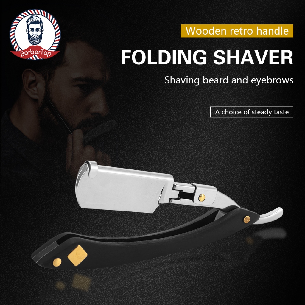 มีดโกนตรงพับได้ S สําหรับโกนใบหน้าและเครา พร้อม Trimmer และกรรไกรตัดแต่ง