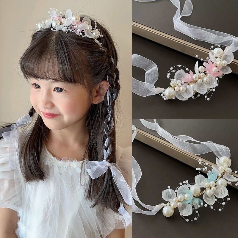 Garland Streamer แถบคาดศีรษะแฟชั ่ นใหม ่ งานแต ่ งงานดอกไม ้ สาว Garland Head Band อุปกรณ ์ เสริมผม