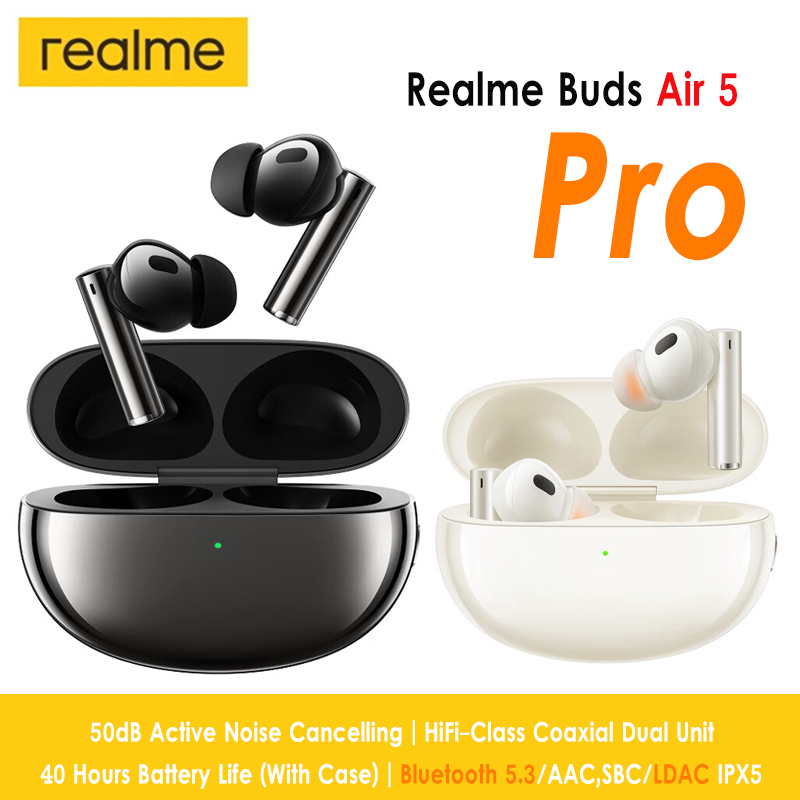 ของแท้ Realme Buds Air 3 5 5 Pro TWS หูฟังไร้สาย 50dB ตัดเสียงรบกวน LDAC บลูทูธ 5.3 HiFi สําหรับ Realme Buds Air5 Pro