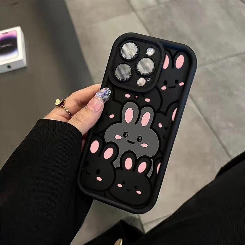 เคส Vivo Y17S V21 5G V23 5G V23 Pro 5G V29E 5G Y51S Y53S ซิลิโคนขอบตรงน่ารักกระต่ายโทรศัพท์กรณี