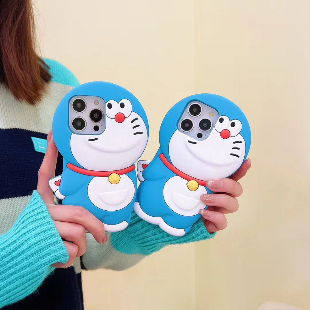สําหรับ Iphone 11 12 13 14 15 Pro max 3D การ์ตูน Doraemon Hands กลับซิลิโคนเคสโทรศัพท์