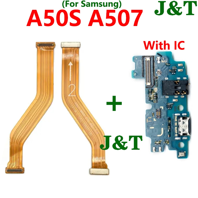 A50s พอร์ตชาร์จ USB เชื่อมต่อเมนบอร์ดเมนบอร์ด Flex สําหรับ Samsung Galaxy A50S A507 ที่ชาร์จ พร้อมสายแพรรองรับไอซี