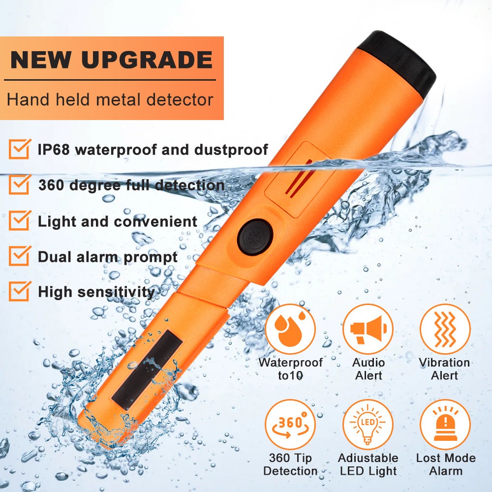 Industrial โลหะ Pinpointer IP68 กันน้ำ Sensitive 360 ​​° นักสืบตำแหน่งที่ถูกต้องเครื่องตรวจจับโลหะใต้น้ำพร้อมไฟ LED
