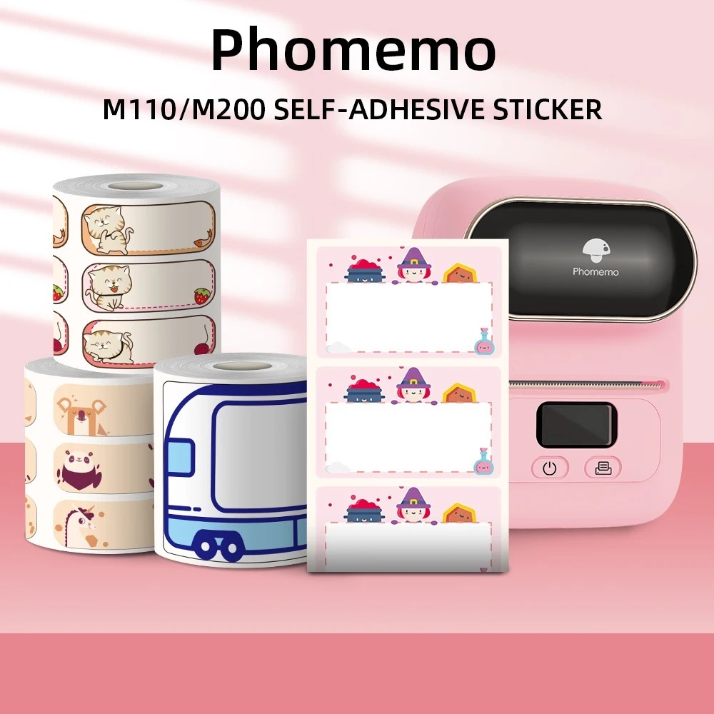 Phomemo สติ๊กเกอร์ฉลากความร้อนลายสำหรับเครื่องพิมพ์ความร้อน  M100/M110/M120/M200/M220/M221/241BT/D520 35/40/50mm Thermal label sticker