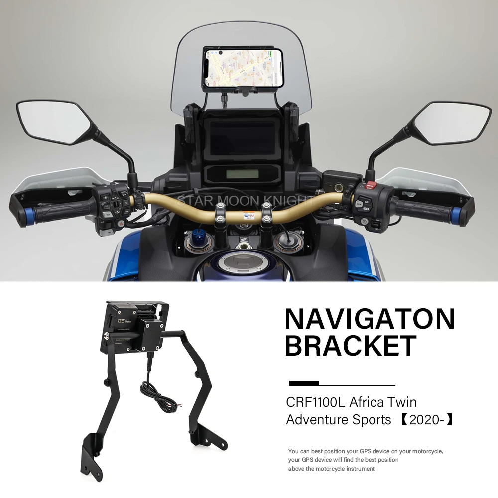 ที่ชาร์จโทรศัพท์มือถือ USB สําหรับ Honda Africa Twin CRF 1100L CRF1100L CRF1100 Adventure Sports Navigation Plate Adapt Bracket