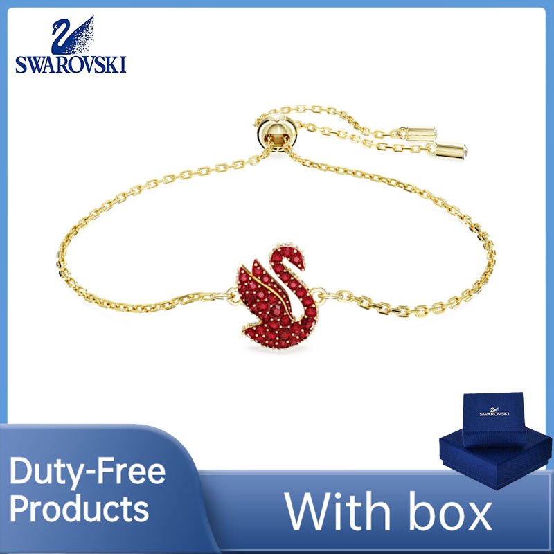 ผลิตภัณฑ์ปลอดภาษีแท้ 100% (พร้อมกล่อง) คุณภาพสูง หรูหรา สร้อยข้อมือไอคอนิกสวารอฟสกี้เพชร ขนาดเล็ก ชุบทองแดง