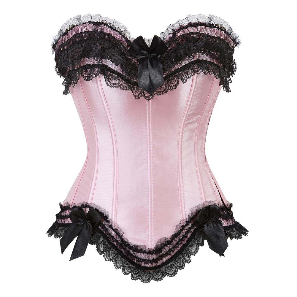รัดตัวสําหรับผู้หญิงขนาดพิเศษ Bustier Tops Lace up Vintage Lace Overbust ชุดชั้นในฮาโลวีน