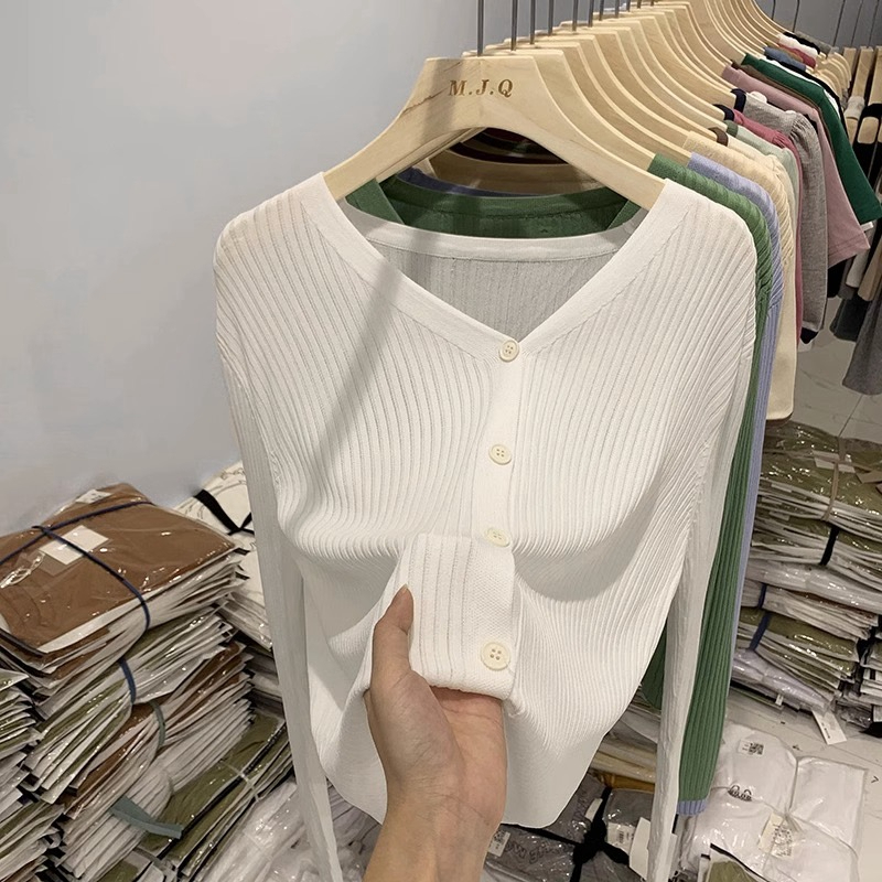 เสื้อคาร์ดิแกน ผ้าถัก แบบบาง กันแดด ระบายอากาศได้ดี แฟชั่นฤดูร้อน สําหรับผู้หญิง