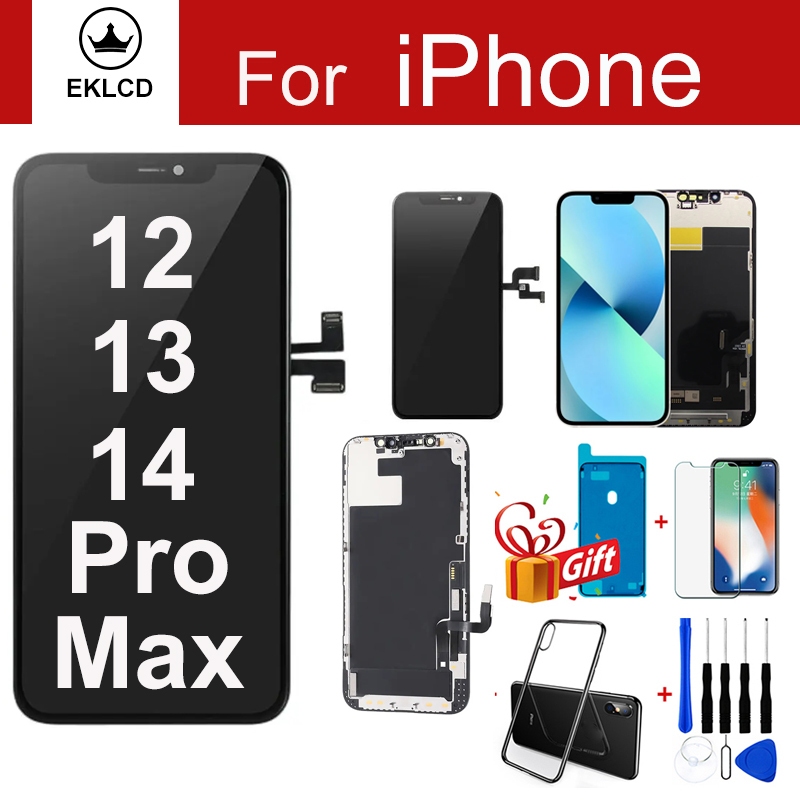 คุณภาพสูง LCD สําหรับ iPhone 11 12 13 14 15 16 17 X XS XR Pro Max Mini Plus จอแสดงผล 3D Touch Screen Digitizer Assembly Face ID Replacment