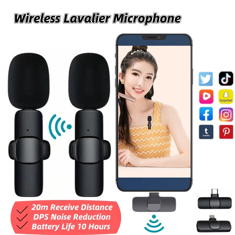 ❤K9❤ Wireless Microphone สมาร์ทโฟน ไมค์ไร้สายหนีบเสื้อ สำหรับไอโฟน Samsung OPPO Vivo