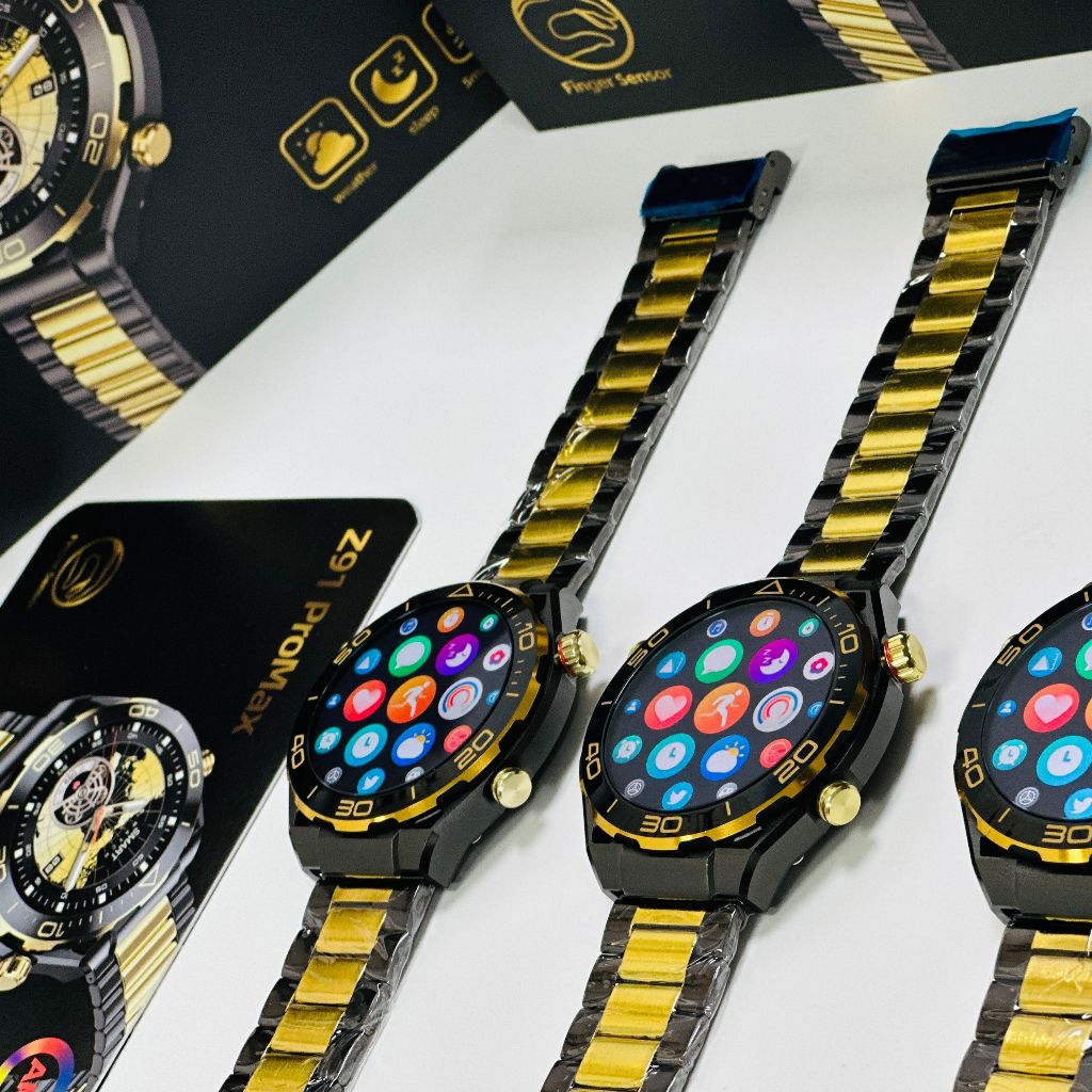 นาฬิกาข้อมือสมาร์ทวอทช์ Z91 Pro Max พร้อมสายโลหะ AMOLED หน้าจอขนาดใหญ่ วัดอัตราการเต้นของหัวใจ BT สีทอง สําหรับผู้ชาย VS samsung watch hk9 ultra2 hello watch 2 2024