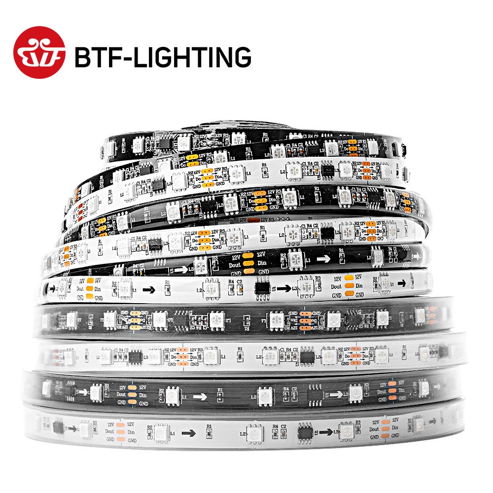 BTF-LIGHTING 5m 144LEDs/m WS2811 RGB IC แถบไฟ LED 1 IC ควบคุม 3 LEDs แถบไฟ LED ที่แอดเดรสได้ DC12V