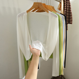 เสื้อคาร์ดิแกน ผ้าถัก กันแดด ทรงหลวม แบบบาง ระบายอากาศได้ดี …