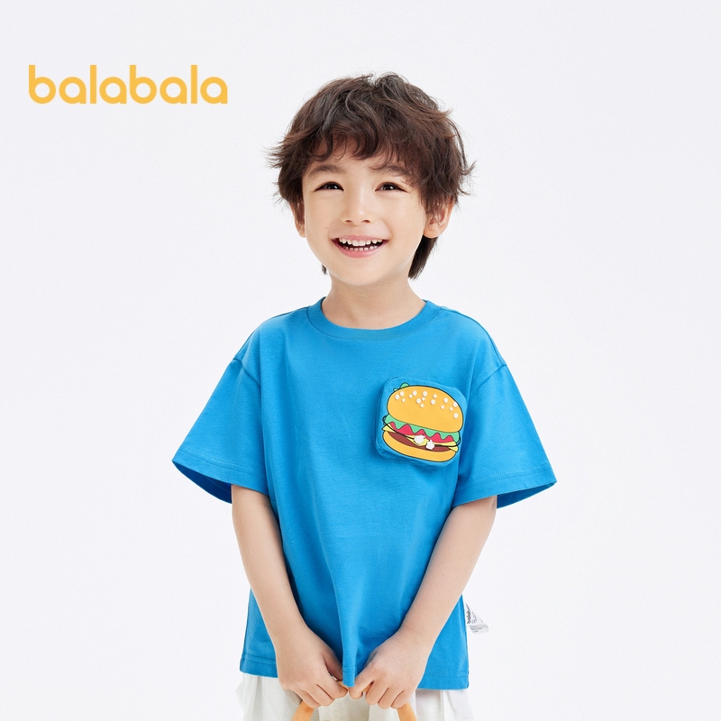 Balabala เสื้อยืดแขนสั้น ผ้าฝ้าย พิมพ์ลายการ์ตูน แฟชั่นฤดูใบไม้ผลิ และฤดูร้อน สําหรับเด็กผู้ชาย และเด็กผู้หญิง 2024