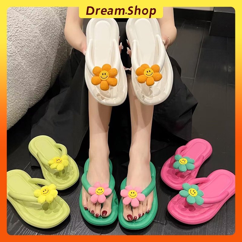 「DR」รองเท้าแตะ พิมพ์ลายหน้ายิ้ม น่ารัก แฟชั่นฤดูร้อน สําหรับผู้หญิง Size 36-45