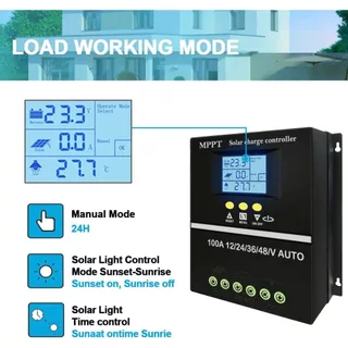 Y&H ตัวควบคุมการชาร์จพลังงานแสงอาทิตย์ 60A/80A/100A MPPT 12V 24V 36V 48V จอแสดงผล LCD แบตเตอรี่ตัวควบคุมอัจฉริยะอินพุต Max 100V Dual USB สำหรับตะกั่วกรด/ลิเธียม