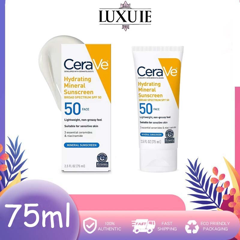 เซราวี ครีมกันแดด สำหรับผิวหน้า Hydrating Mineral Sunscreen SPF 50 Face 75 ml