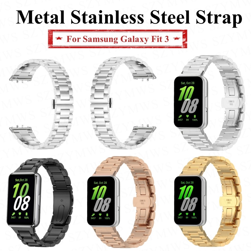 สายนาฬิกาข้อมือสมาร์ทวอทช์ สเตนเลส โลหะ แบบเปลี่ยน สําหรับ Samsung Galaxy Fit 3 FIT3 SM-R390