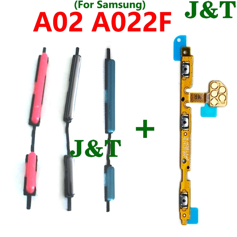 On Off Power volume ปุ่ม flex สําหรับ Samsung A02 A022 โทรศัพท์ด้านข้างสวิทช์ Up Down ปุ่มคีย์สายริบบิ้น