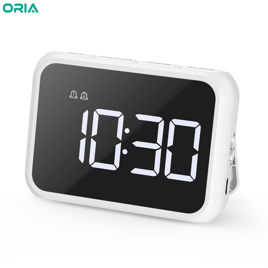 Oria นาฬิกาปลุกดิจิทัล USB ใช้แบตเตอรี่ ขนาด 4 นิ้ว ปรับระดับเสียง ความสว่างได้ สําหรับบ้าน ห้องนอน ท่องเที่ยว