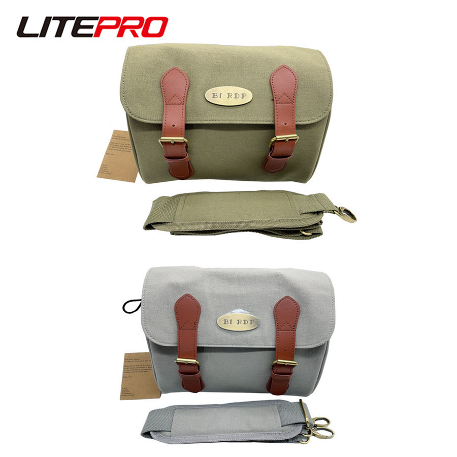 Litepro กระเป๋าเป้สะพายหลัง ผ้าแคนวาส กันน้ํา แนวนอน แนวเรโทร 12 นิ้ว 515 กรัม สําหรับจักรยานพับได้ brompton