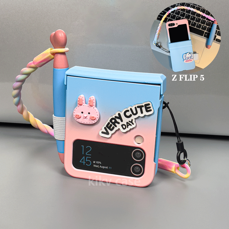 เคสโทรศัพท์มือถือ ลายน่ารัก สีสันสดใส พร้อมสายคล้อง สําหรับ Samsung Z FLIP 6 Z FLIP 5 Z FLIP 4 Z FLIP 3 ZFLIP5 ZFLIP4 ZFLIP3 ZFLIP6