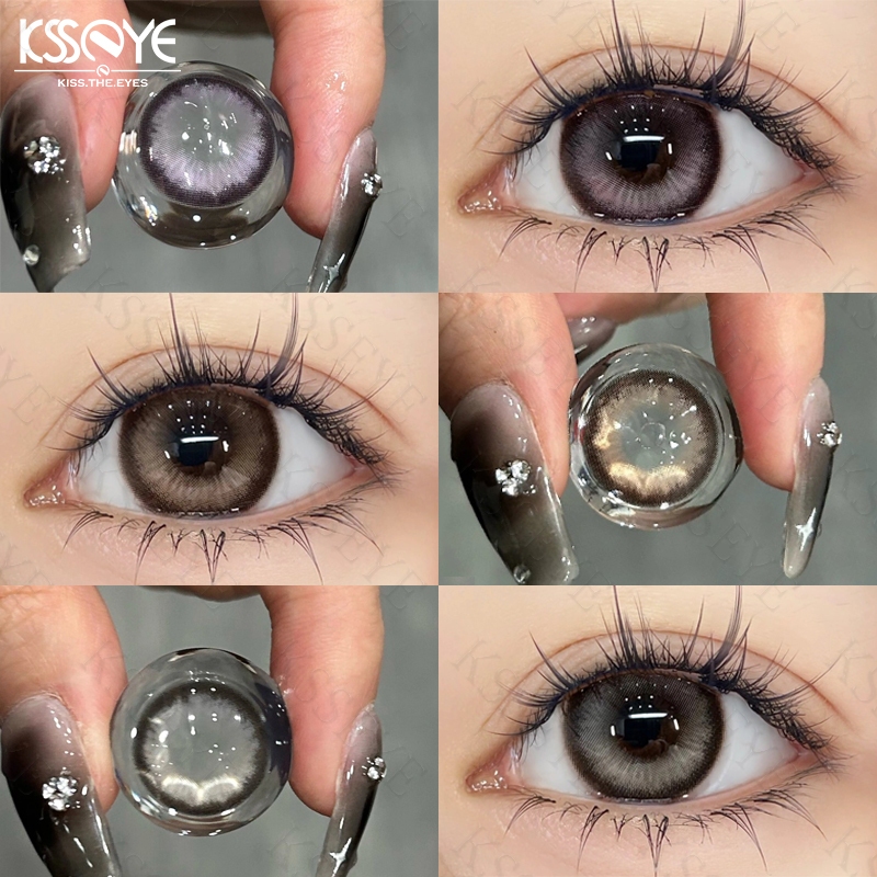 [COD & เลนส์ไล่ระดับสี] KSSEYE คอนแทคเลนส์สี 2 ชิ้น Black Swan Series Grey-Brown Violet 14.5 มม. คอนแทคเลนส์อ่อนนุ่มพร้อมแจกฟรีเกรด Big Eye สำหรับการใช้งานประจำปี (0.00 ~ 8.00)