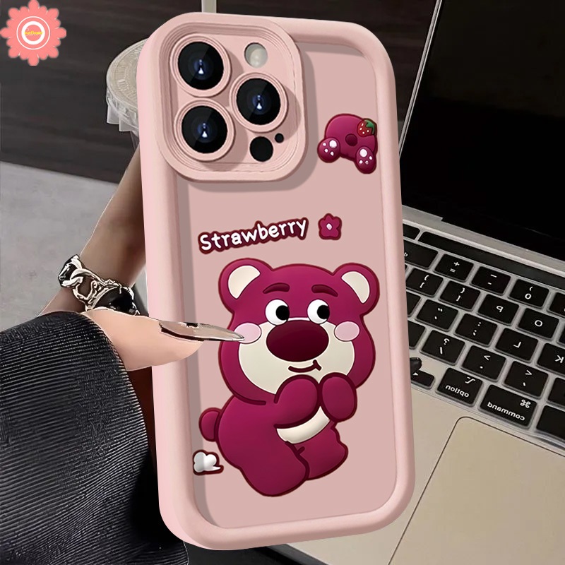 เคสโทรศัพท์มือถือ ลายการ์ตูนหมี สตรอเบอร์รี่ สร้างสรรค์ สําหรับ Realme C53 C15 11 C51 C67 Note 50 C55 C25Y C30 C21Y C35 C25 C33 C17 C12 C31 C11 C21 C20 C20A 6i 5 8i 5i 7i 5s 9i Narzo 50 N53 เคส