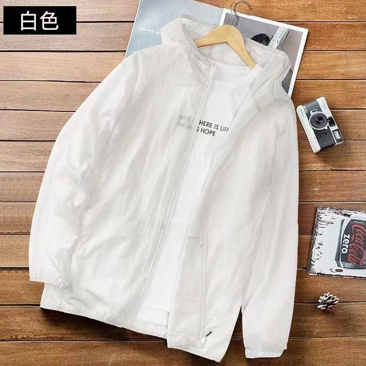เสื้อโค้ทแขนยาว มีฮู้ด ป้องกันรังสียูวี ป้องกันแดด แบบบางพิเศษ เหมาะกับใส่กลางแจ้ง แฟชั่นคู่รัก สําหรับผู้ชาย และผู้หญิง