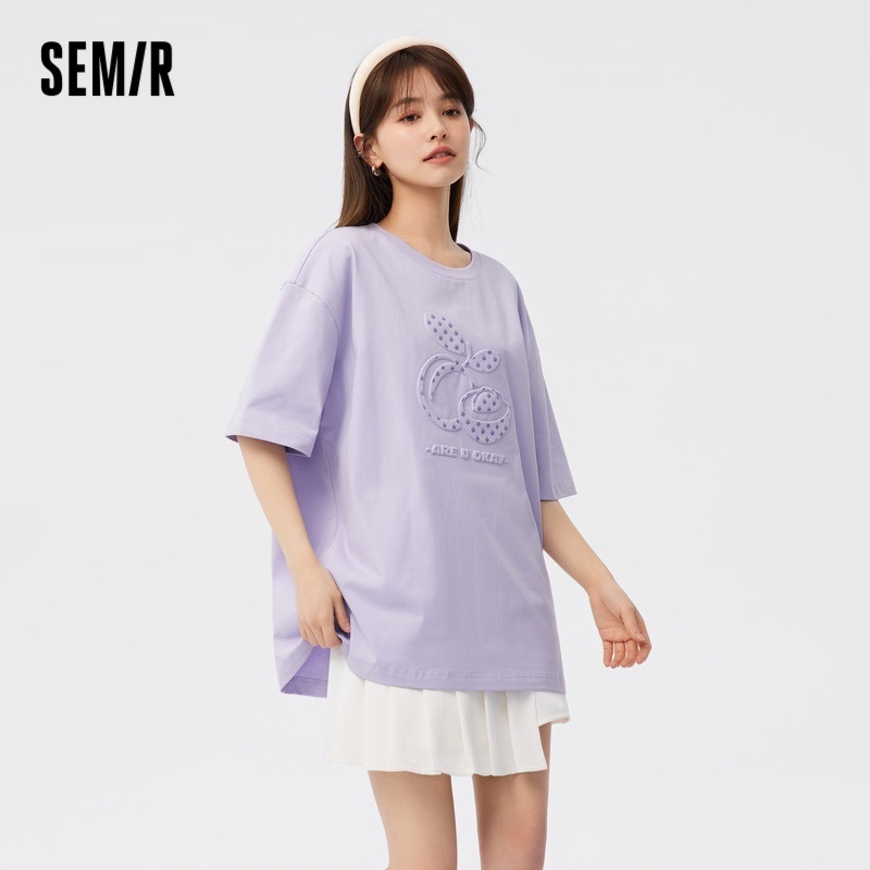 Semir เสื้อยืดผู้หญิงเสื้อยืดแขนสั้น ความยาวปานกลาง พิมพ์ลาย ป้องกันแบคทีเรีย ขนาดใหญ่ แฟชั่นฤดูร้อน สําหรับผู้หญิง